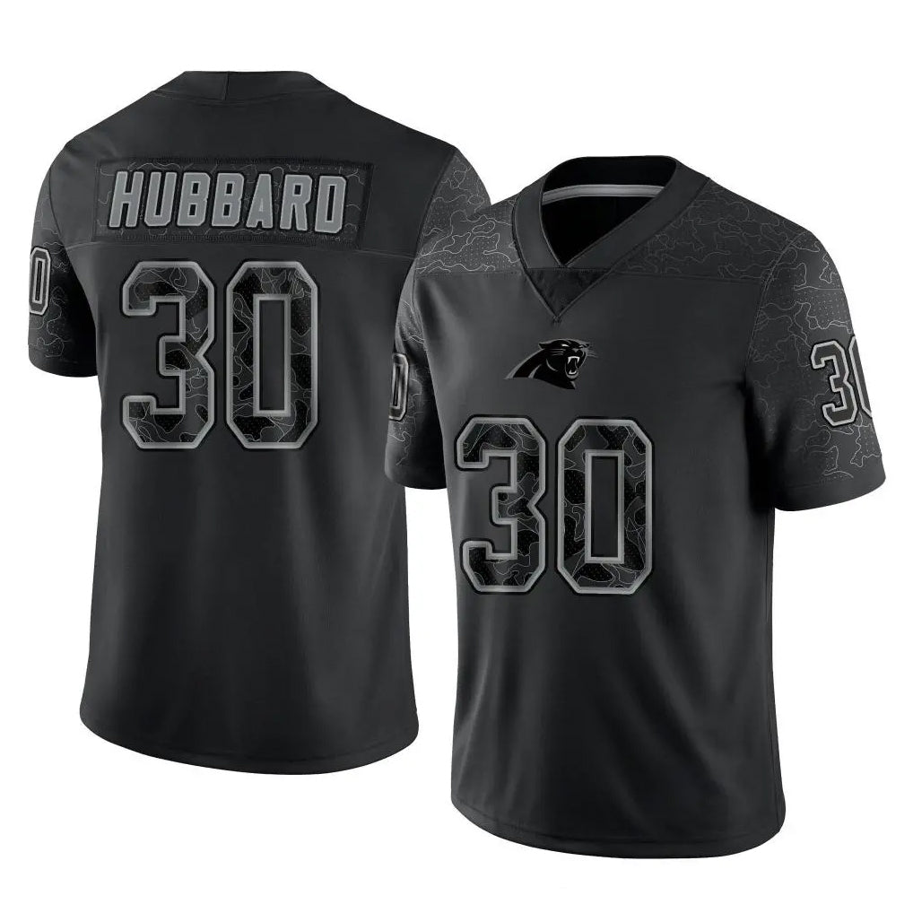 C.Panthers #30 Chuba Hubbard Player Black Limited Reflective Game Ldoa Stitched Jerseys