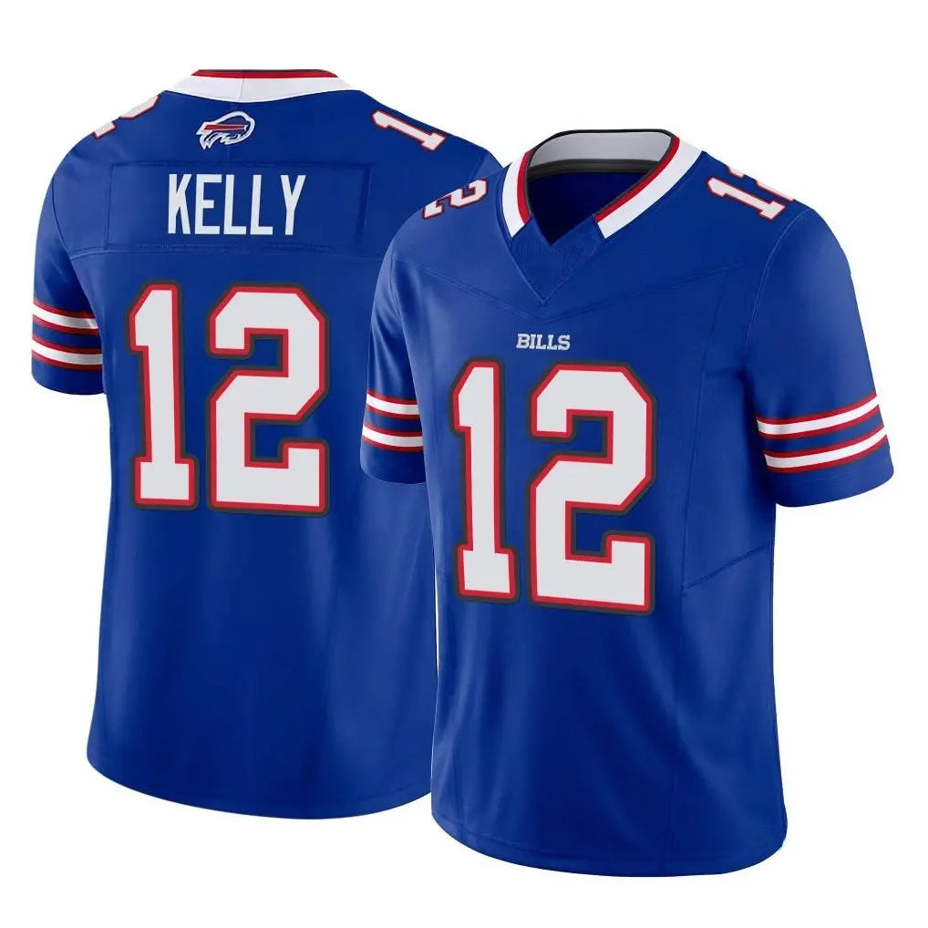 B.Bills #12 Jim Kelly Player Royal Vapor F.U.S.E. Limited Home Game Ldoa Stitched Jerseys