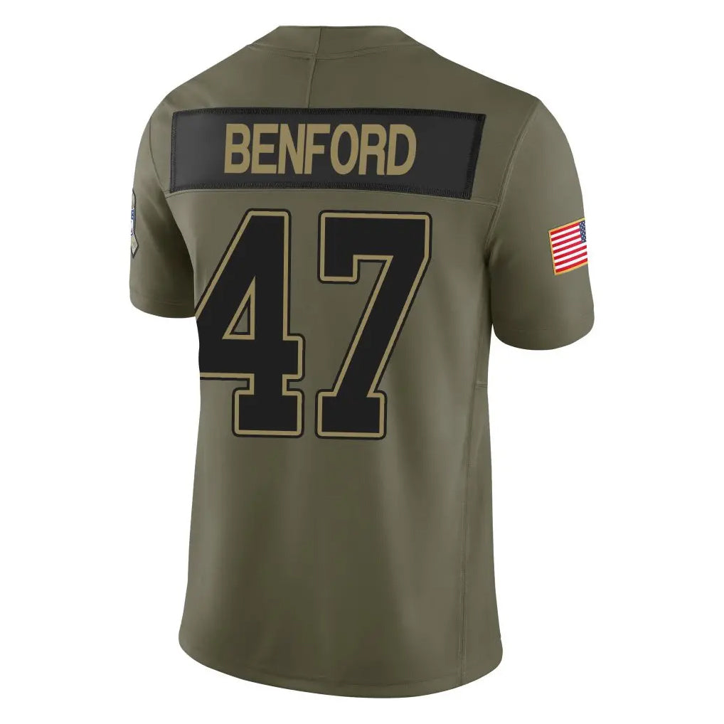 B.Bills #47 Christian Benford Player Olive Salute to Service Vapor F.U.S.E. Limited Ldoa Stitched Jerseys