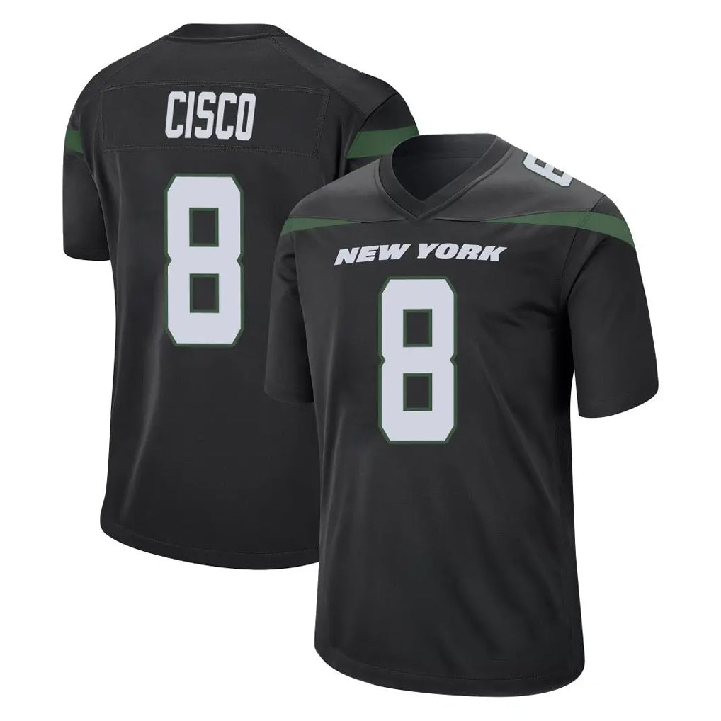 NY.Jets #8 Andre Cisco Player Stealth Black Home Game Ldoa Stitched Jerseys