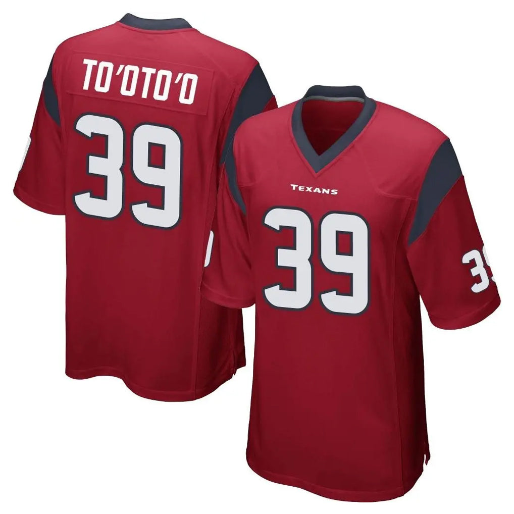 H.Texans #39 Henry To'oTo'o Player Red Home Game Ldoa Stitched Jerseys