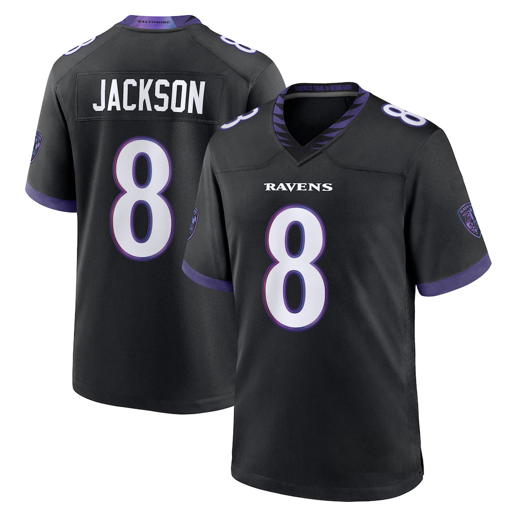 B.Ravens #8 Lamar Jackson Player Black Home Game Ldoa Stitched Jerseys