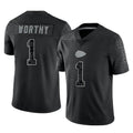 KC.Chiefs #1 Xavier Worthy Player Black Limited Reflective Game Ldoa Stitched Jerseys