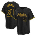 A.Braves #31 Greg Maddux Player Black Snake Skin City Home Game Ldoa Stitched Jerseys