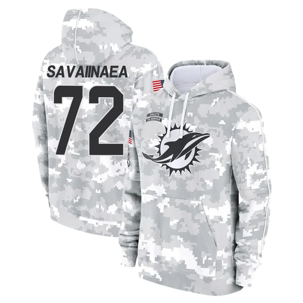 M.Dolphins #72 Jonah Savaiinaea Player Arctic Camo Salute to Service Hoodies Limited Game Ldoa Stitched Jerseys