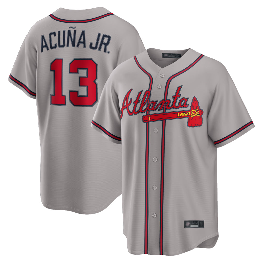 A.Braves #13 Ronald Acuna Jr Player Gray Home Game Ldoa Stitched Jerseys