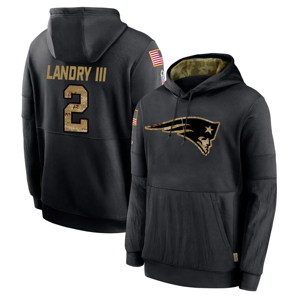 NE.Patriots #2 Harold Landry III Player Black Salute to Service Hoodies Limited Game Ldoa Stitched Jerseys