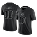GB.Packers #10 Jordan Love Player Black Reflective Limited Home Game Ldoa Stitched Jerseys