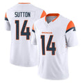D.Broncos #14 Courtland Sutton Player White Limited Vapor F.U.S.E. Home Game Ldoa Stitched Jerseys