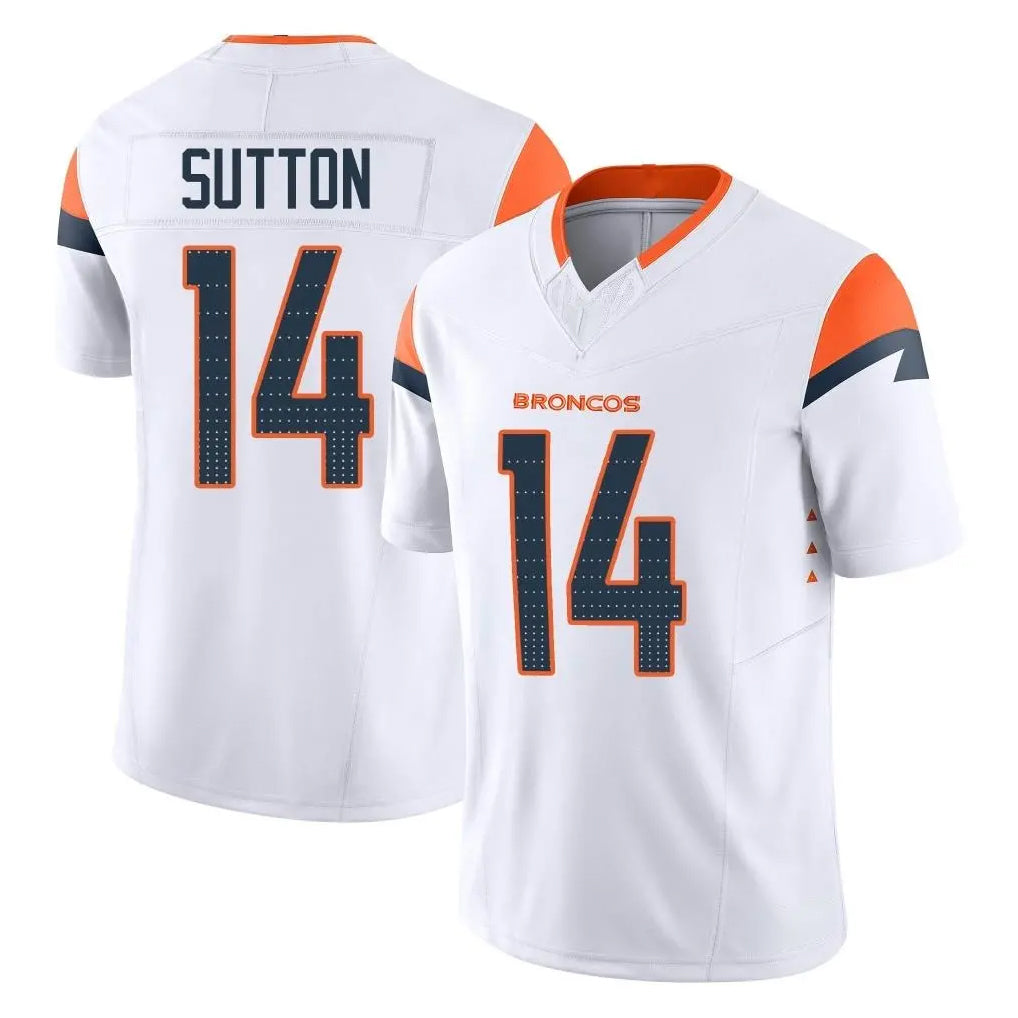 D.Broncos #14 Courtland Sutton Player White Limited Vapor F.U.S.E. Home Game Ldoa Stitched Jerseys
