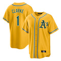 Athletics #1 Denzel Clarke Player Gold Alternate Home Game Ldoa Stitched Jerseys