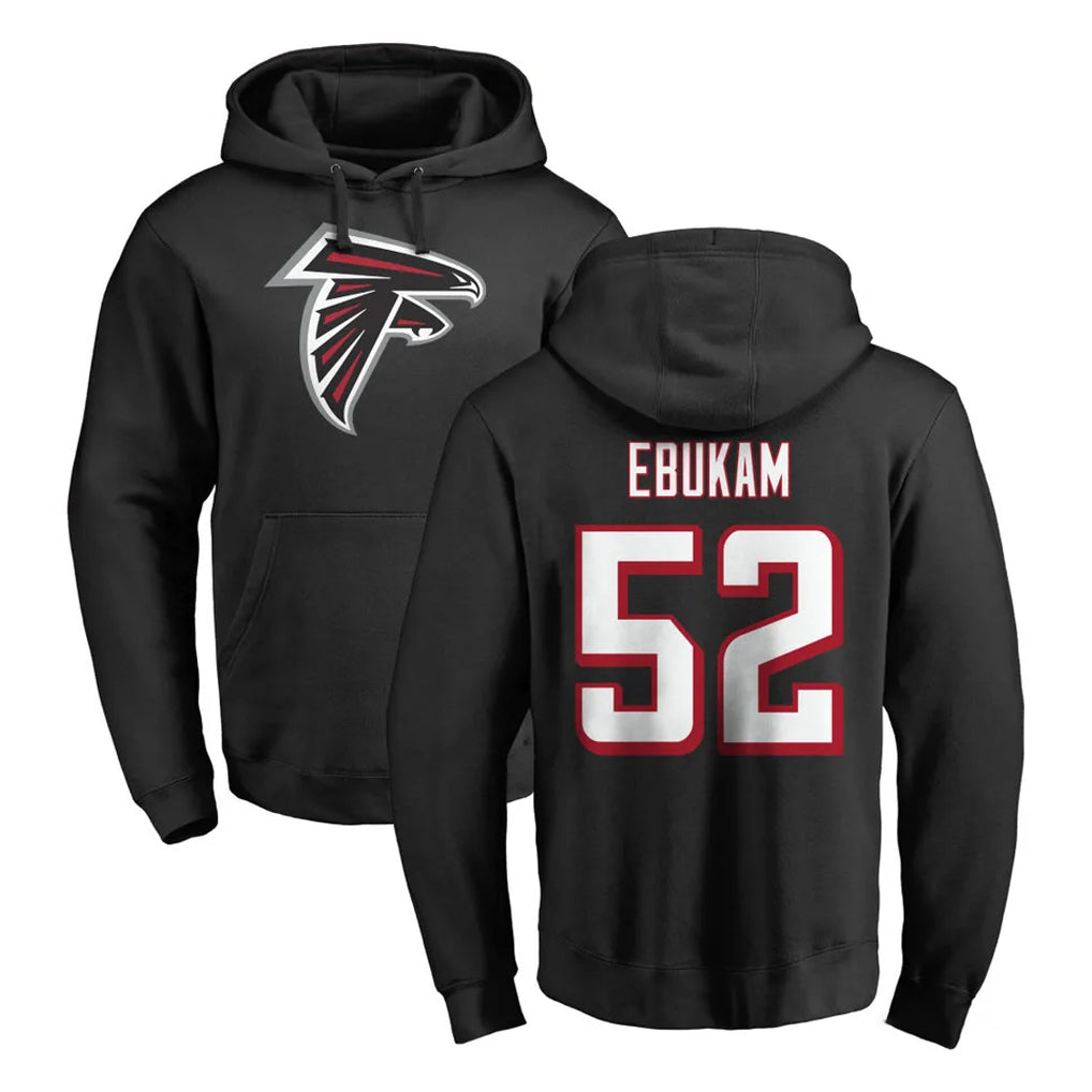 A.Falcons #52 Samson Ebukam Player Black LOGO Pullover Hoodies Home Game Ldoa Stitched Jerseys