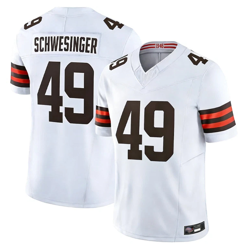 C.Browns #49 Carson Schwesinger Player White Vapor F.U.S.E. Limited Home Game Ldoa Stitched Jerseys