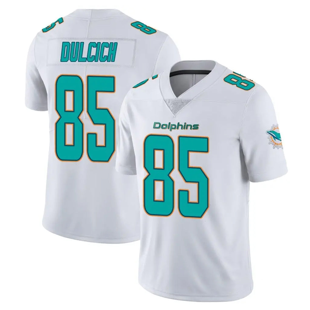 M.Dolphins #85 Greg Dulcich Player White Limited Vapor Untouchable Home Game Ldoa Stitched Jerseys