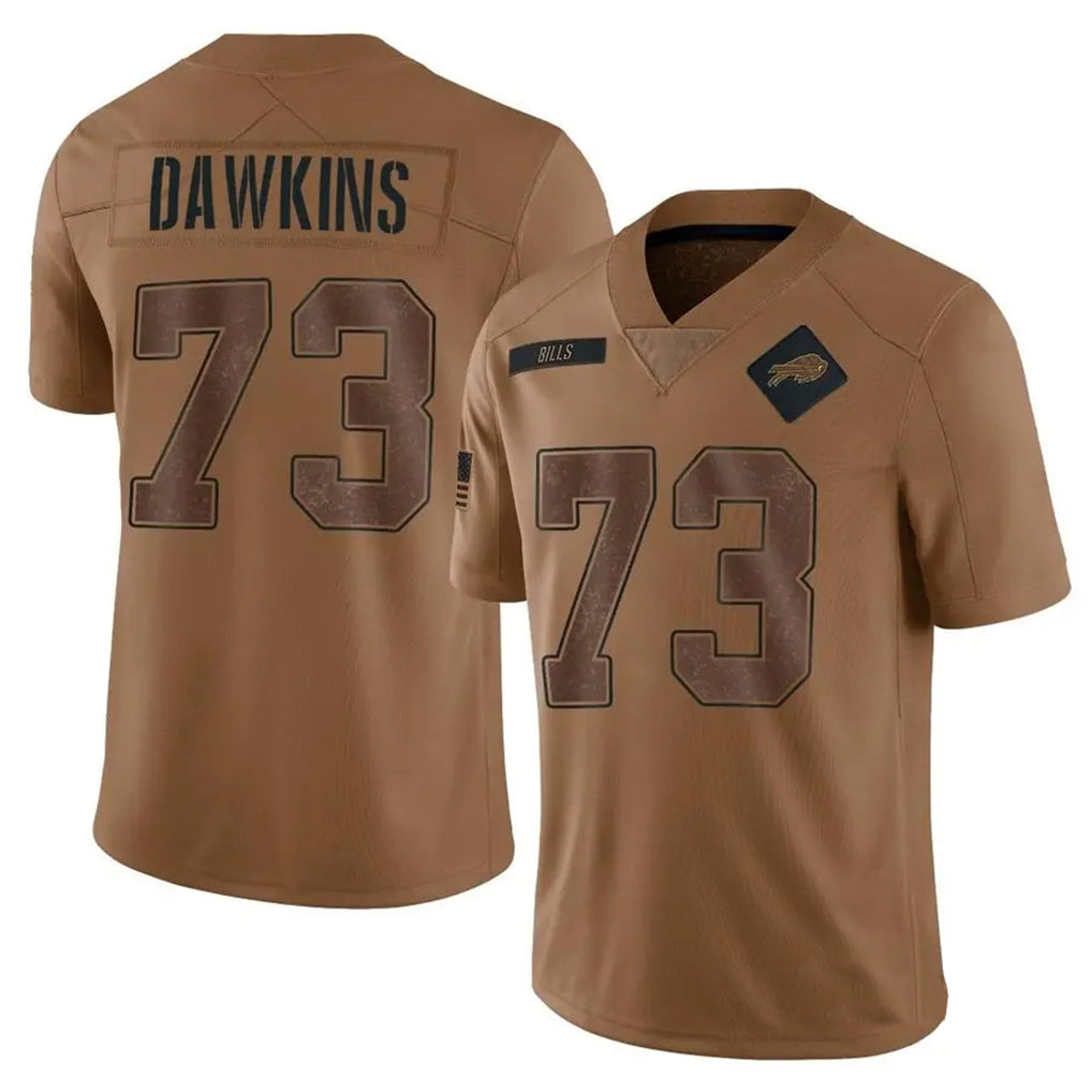 B.Bills #73 Dion Dawkins Player Brown Salute To Service Limited Ldoa Stitched Jerseys