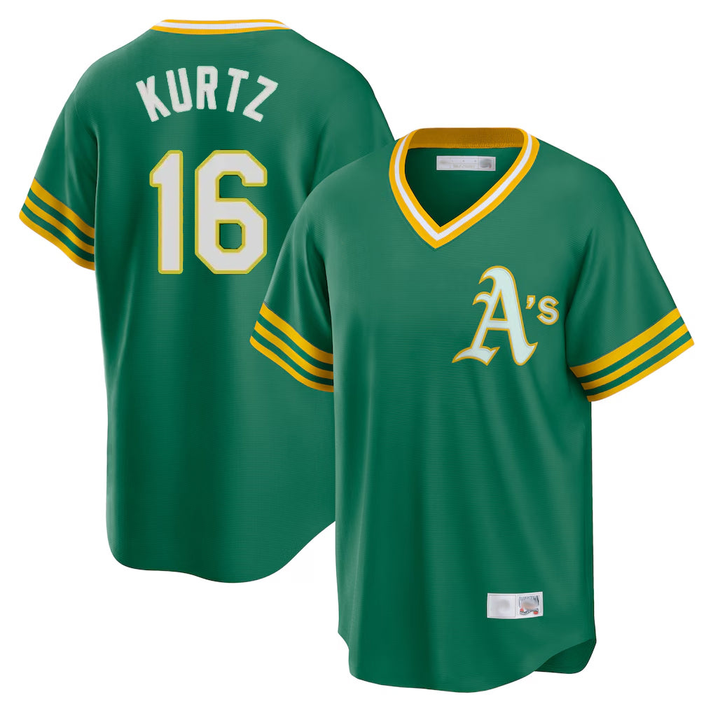 Athletics #16 Nick Kurtz Player Kelly Green Cooperstown Collection T-shirt Game Ldoa Stitched Jerseys