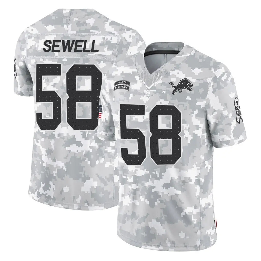 D.Lions #58 Penei Sewell Player Arctic Camo Salute To Service Limited Ldoa Stitched Jerseys