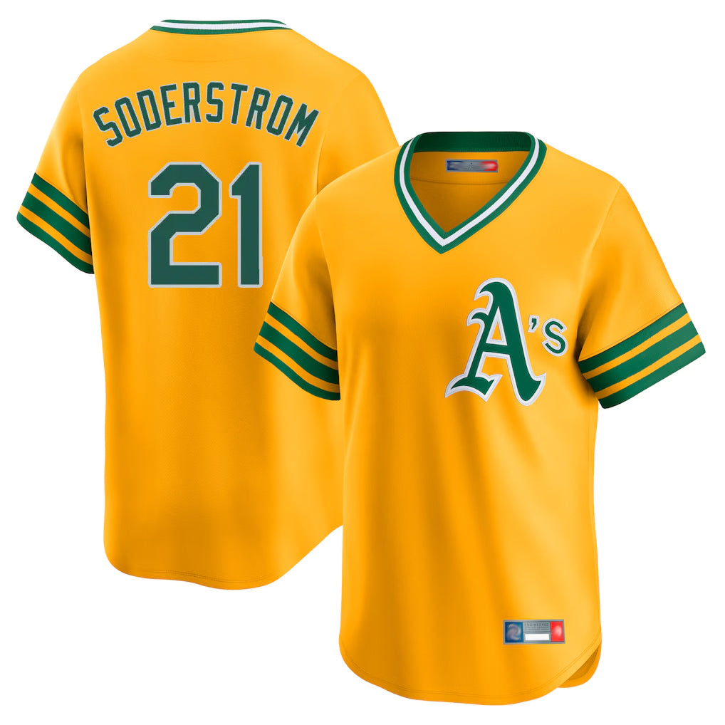 Athletics #21 Tyler Soderstrom Player Gold Cooperstown Collection T-shirt Game Ldoa Stitched Jerseys
