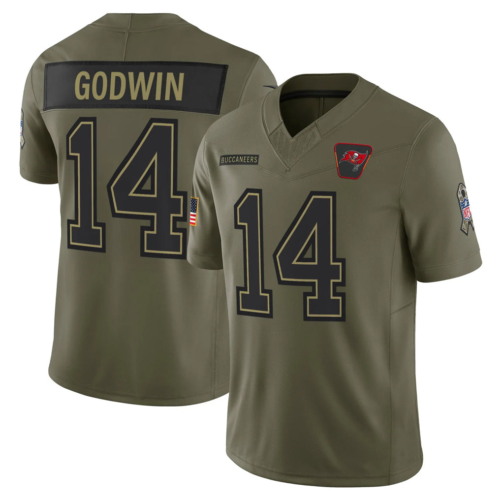 TB.Buccaneers #14 Chris Godwin Jr. Player Olive 2025 Salute To Service Limited Home Game Ldoa Stitched Jerseys