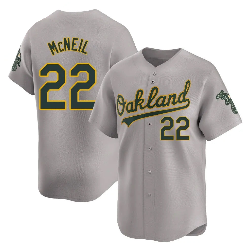 Athletics #22 Jeff McNeil Player Gray Road Limited Home Game Ldoa Stitched Jerseys