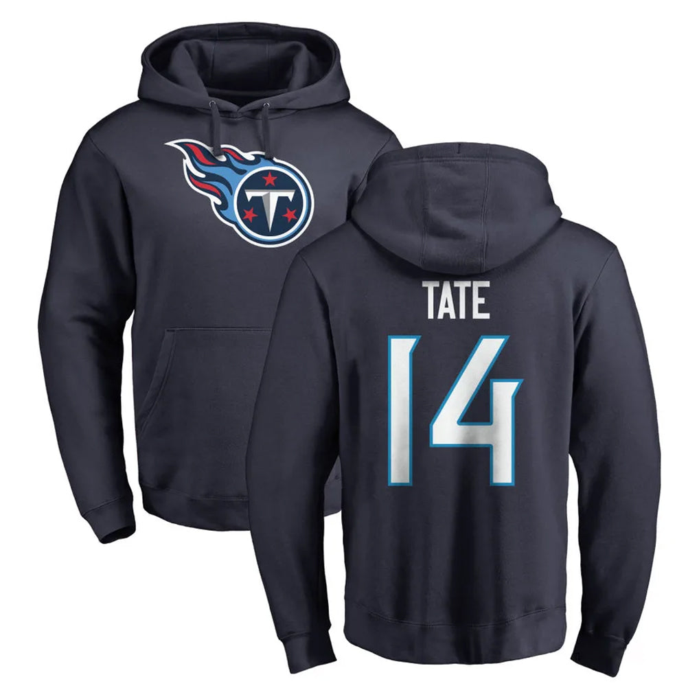 T.Titans #14 Carnell Tate Player Navy Logo Pullover Hoodies Home Game Ldoa Stitched Jerseys