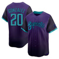 A.Diamondbacks #20 Luis Gonzalez Player Purple City Connect Limited Home Game Ldoa Stitched Jerseys