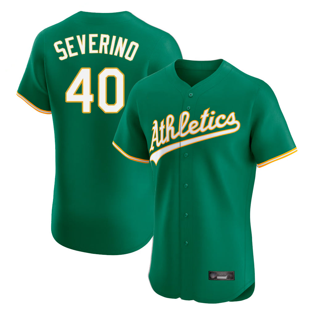 Athletics #40 Luis Severino Player Kelly Green Limited Elite Home Game Ldoa Stitched Jerseys