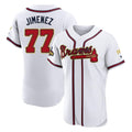A.Braves #77 Joe Jimenez Player White Gold Limited Elite Home Game Ldoa Stitched Jerseys