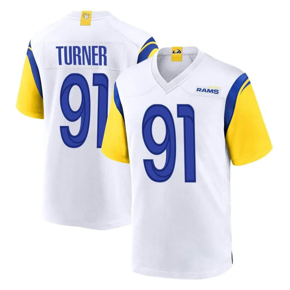 LA.Rams #91 Kobie Turner Player White Home Game Ldoa Stitched Jerseys