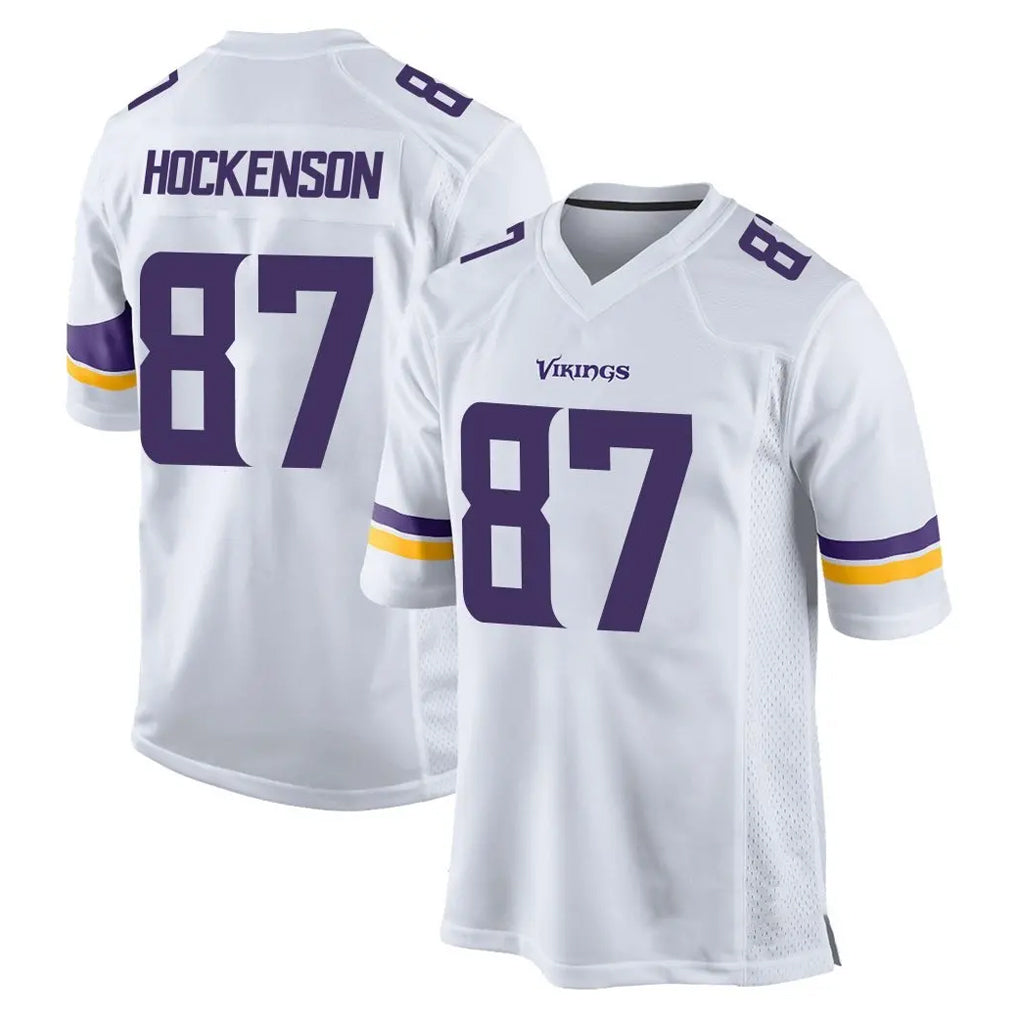 M.Vikings #87 T.J. Hockenson Player White Home Game Ldoa Stitched Jerseys