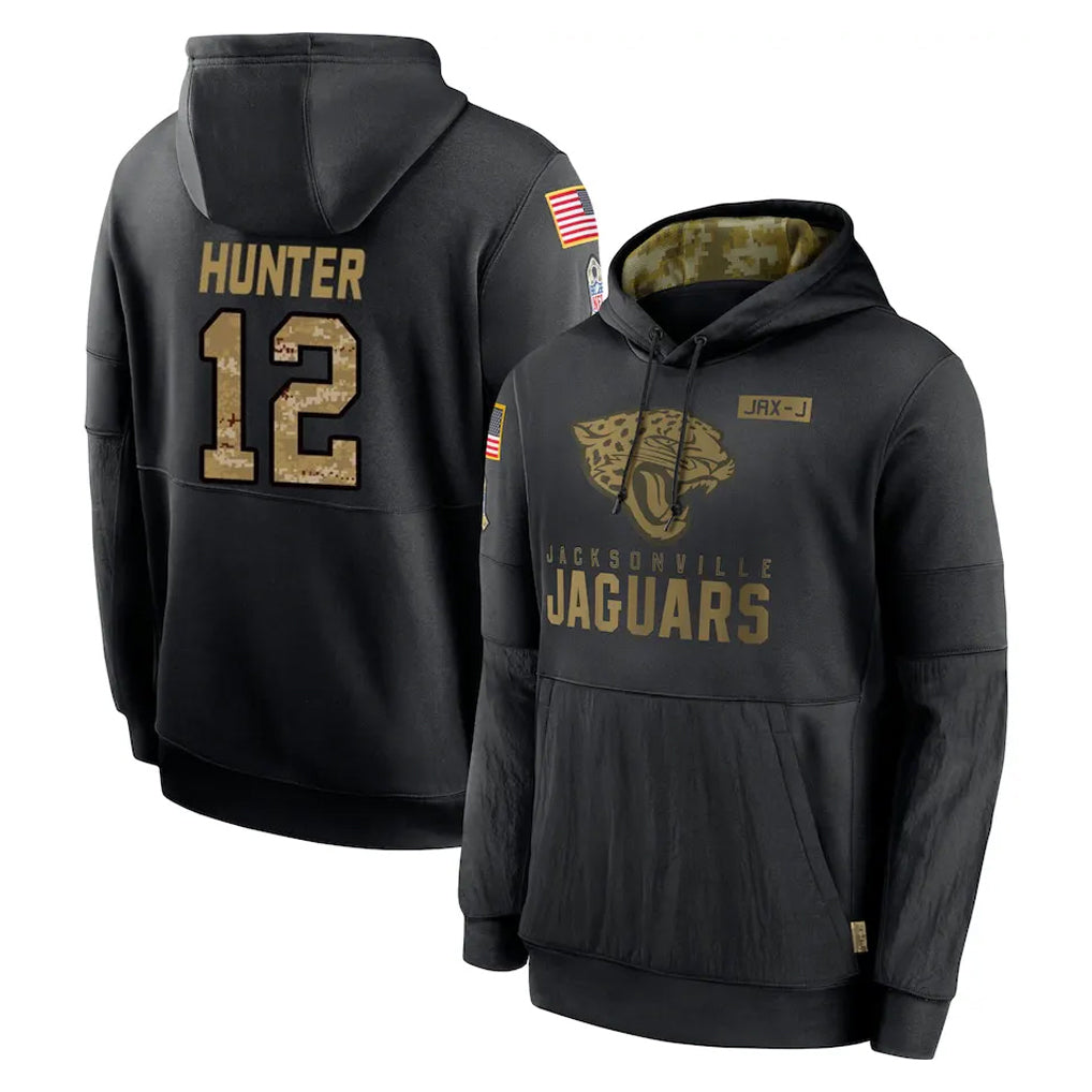 J.Jaguars #12 Travis Hunter Player Black Salute to Service Hoodies Limited Game Ldoa Stitched Jerseys