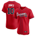 A.Braves #10 Chipper Jones Player Red Limited Elite Home Game Ldoa Stitched Jerseys