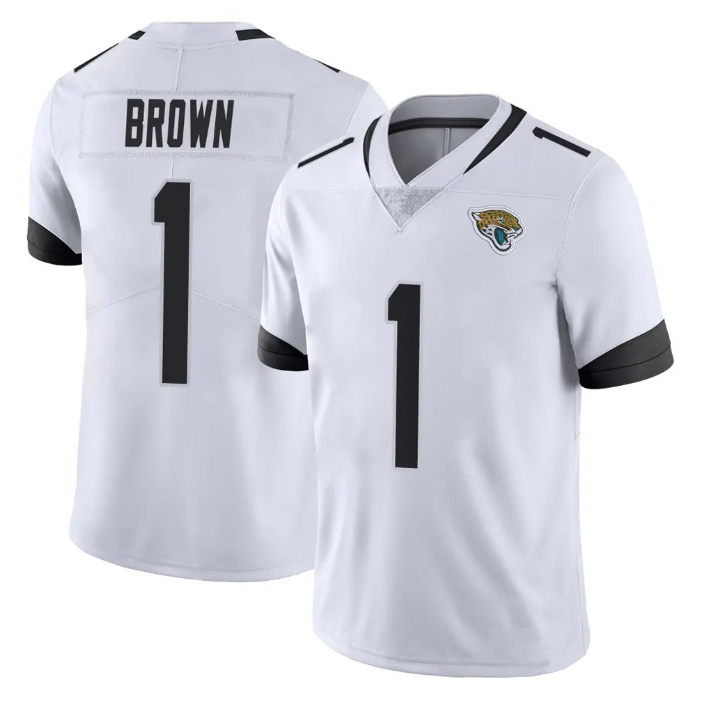 J.Jaguars #1 Montaric Brown Player White Vapor Untouchable Limited Home Game Ldoa Stitched Jerseys