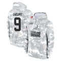 C.Browns #9 Grant Delpit Player Arctic Camo Salute to Service Hoodies Limited Game Ldoa Stitched Jerseys
