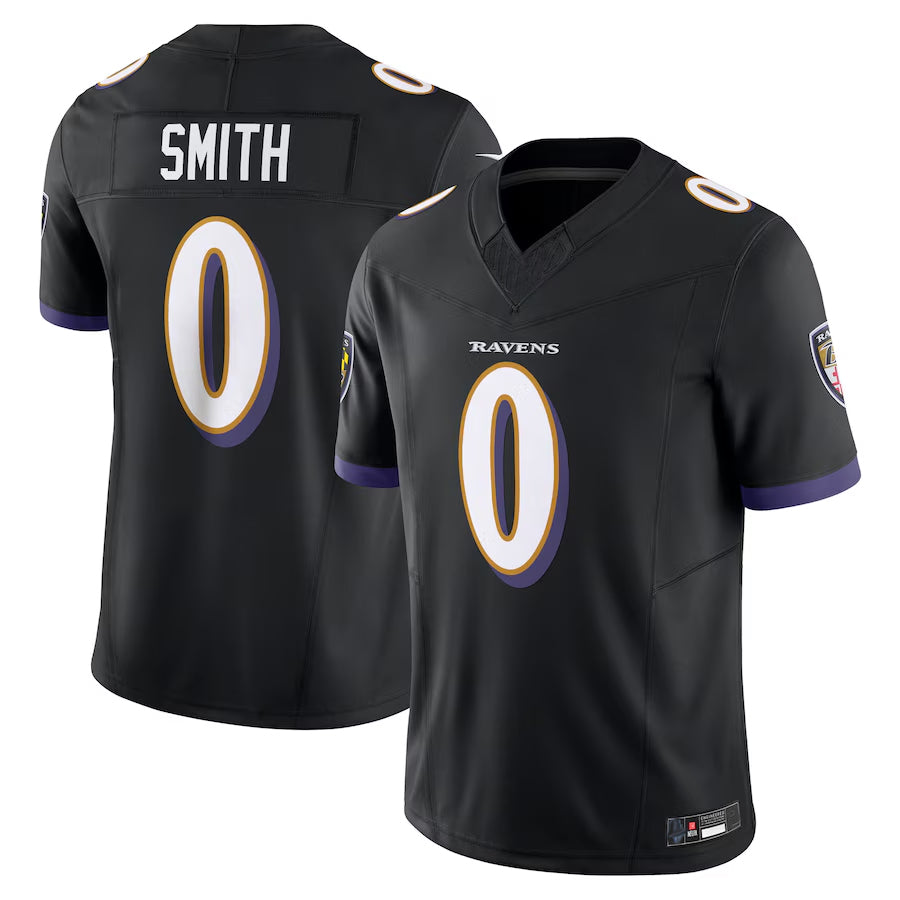 B.Ravens #0 Roquan Smith Player Black Vapor F.U.S.E. Limited Ldoa Stitched Jerseys