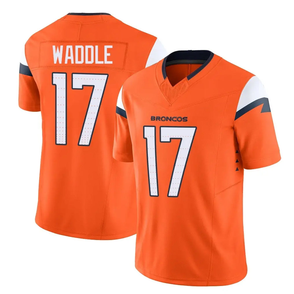 D.Broncos #17 Jaylen Waddle Player Orange Vapor F.U.S.E. Limited Home Game Ldoa Stitched Jerseys