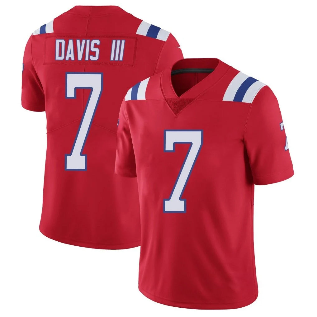 NE.Patriots #7 Carlton Davis III Player Red Limited Vapor F.U.S.E. Home Game Ldoa Stitched Jerseys