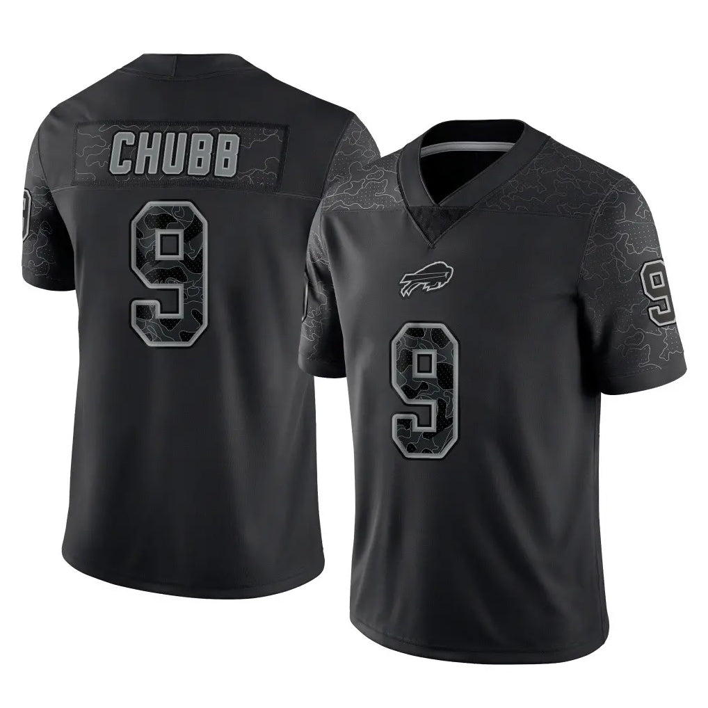 B.Bills #9 Bradley Chubb Player Black RFLCTV Limited Ldoa Stitched Jerseys