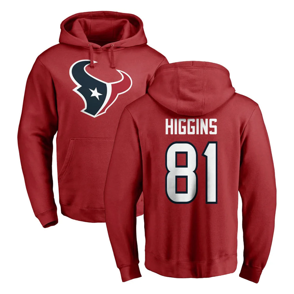 H.Texans #81 Jayden Higgins Player Red Pro Line Pullover Hoodie Limited Game Ldoa Stitched Jerseys