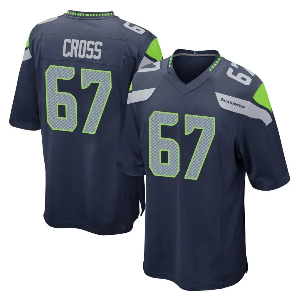 S.Seahawks #67 Charles Cross Player Navy Home Game Ldoa Stitched Jerseys