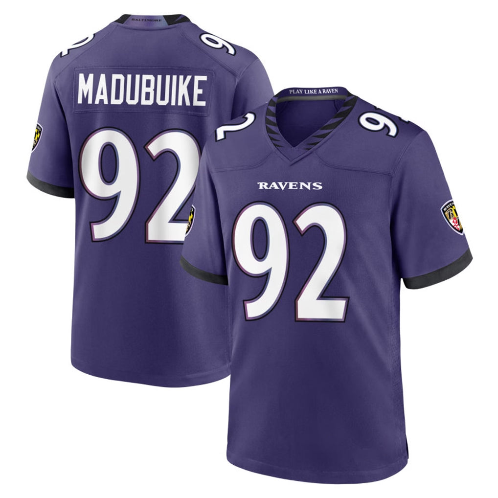 B.Ravens #92 Nnamdi Madubuike Player Purple Home Game Ldoa Stitched Jerseys