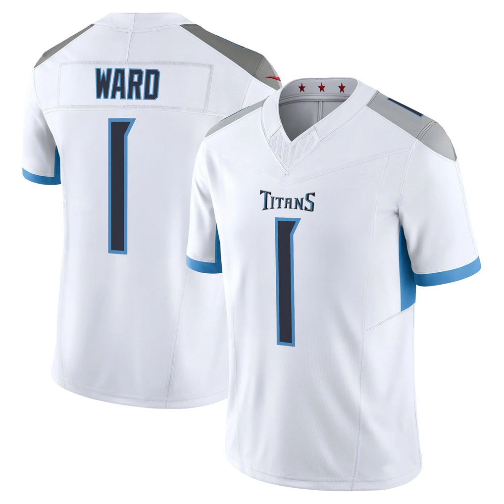 T.Titans #1 Cam Ward Player White 2025 Vapor Limited Home Game Ldoa Stitched Jerseys