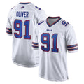 B.Bills #91 Ed Oliver Player White Home Game Ldoa Stitched Jerseys