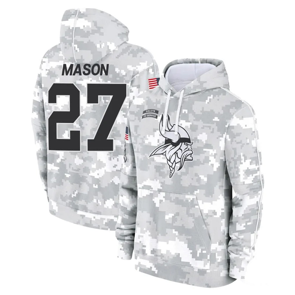 M.Vikings #27 Jordan Mason Player Arctic Camo Salute to Service Pullover Hoodies Limited Game Ldoa Stitched Jerseys
