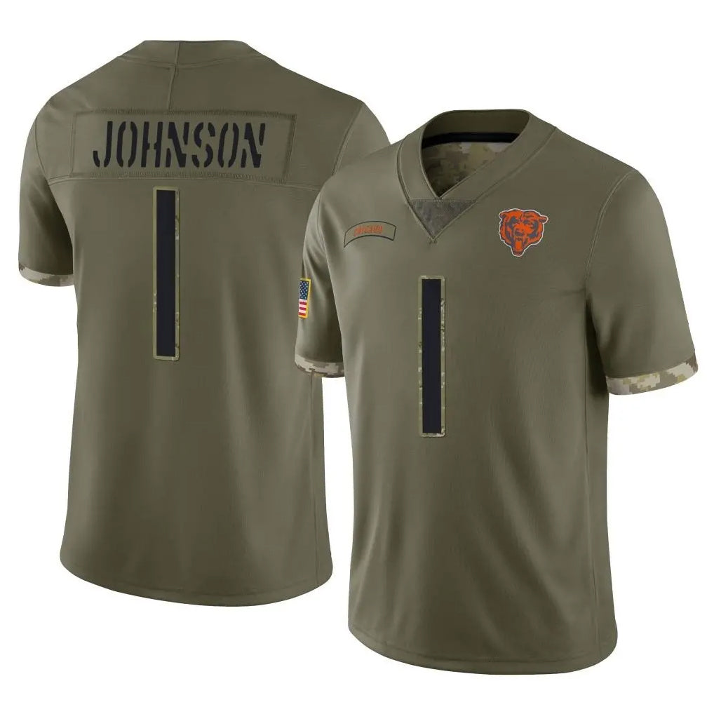 C.Bears #1 Jaylon Johnson Player Olive Salute to Service Limited Game Ldoa Stitched Jerseys