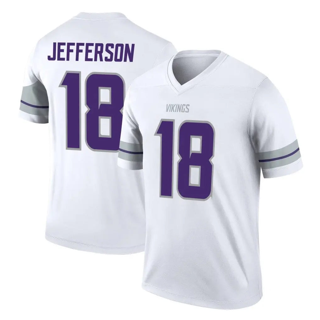 M.Vikings #18 Justin Jefferson Player White Alternate Legend Home Game Ldoa Stitched Jerseys