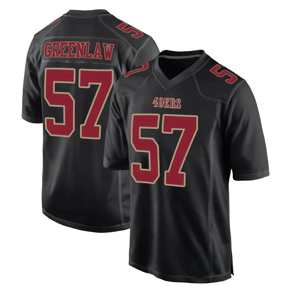 SF.49ers #57 Dre Greenlaw Player Black Fashion Home Game Ldoa Stitched Jerseys
