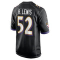B.Ravens #52 Ray Lewis Player Black Alternate Home Ldoa Stitched Jerseys