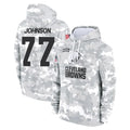 C.Browns #77 Zion Johnson Player Arctic Camo Salute to Service Hoodies Limited Game Ldoa Stitched Jerseys