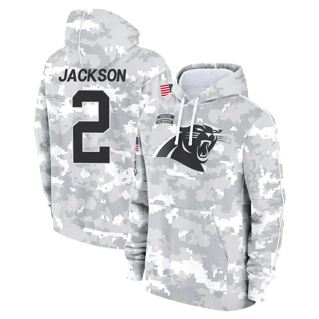 C.Panthers #2 Michael Jackson Player Arctic Camo Salute to Service Pullover Hoodies Limited Game Ldoa Stitched Jerseys